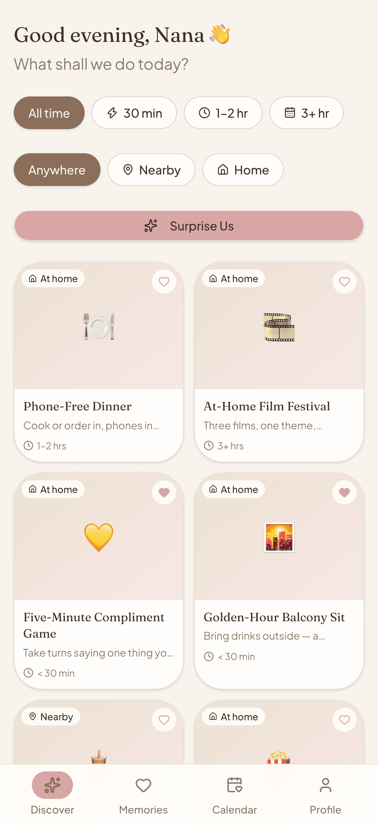 The Discover feed in Pocket Dates